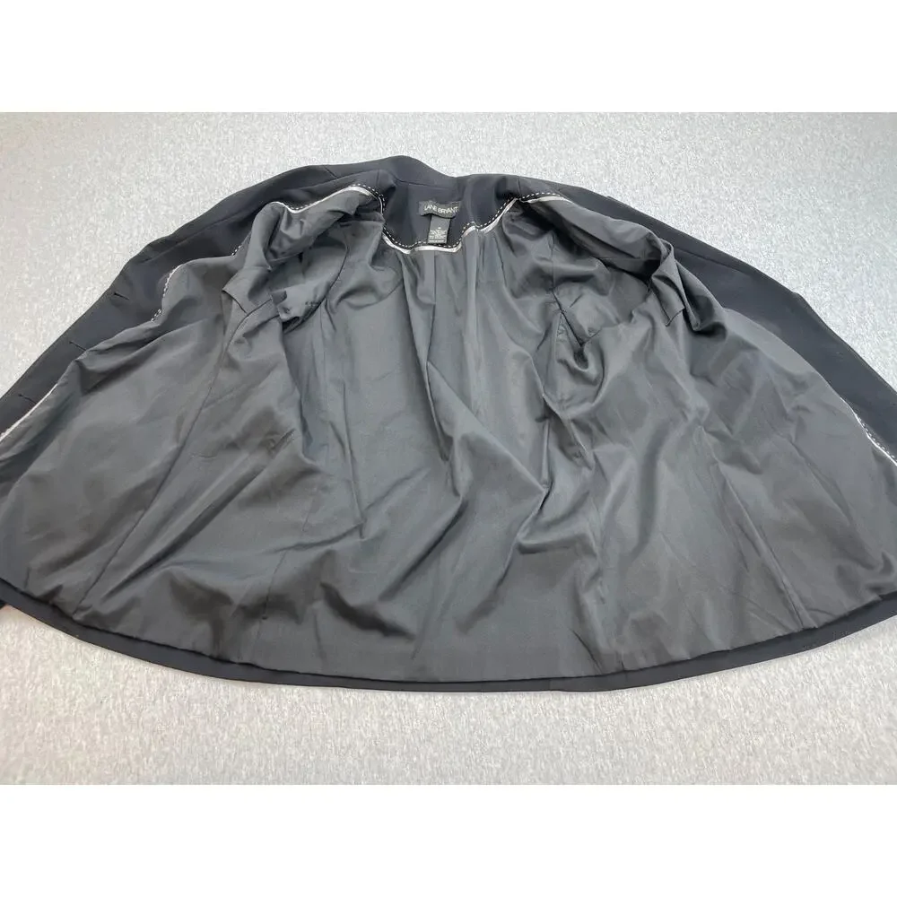 Lane‎ Bryant Blazer Womens 16 Black Stretch Notch Lapel 3-Button Single Breasted